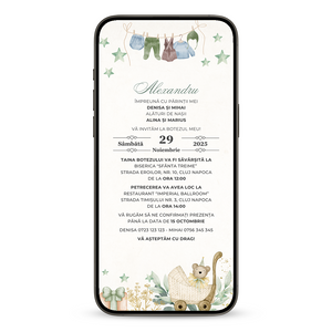 Invitatie Botez Alex, Format Digital