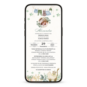 Invitatie Botez Alex, Format Digital-BalloonEvents.ro