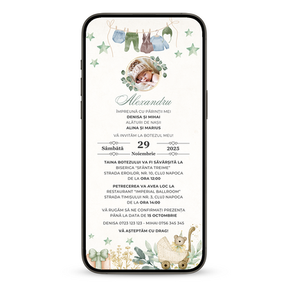 Invitatie Botez Alex, Format Digital-BalloonEvents.ro