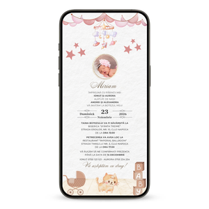 Invitatie Botez Animata GIF, Baby Room-BalloonEvents.ro