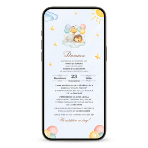 Invitatie Botez Animata GIF, Balloon Friends-BalloonEvents.ro