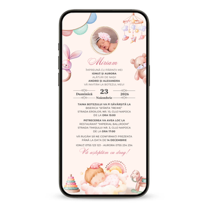 Invitatie Botez Animata GIF, Sweet Dreams-BalloonEvents.ro