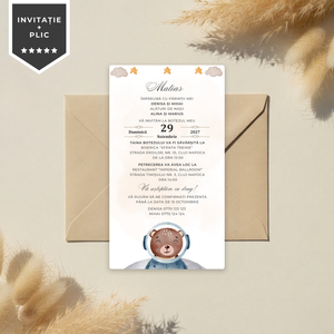 Invitatie Botez Astro Bear, Format Digital-BalloonEvents.ro