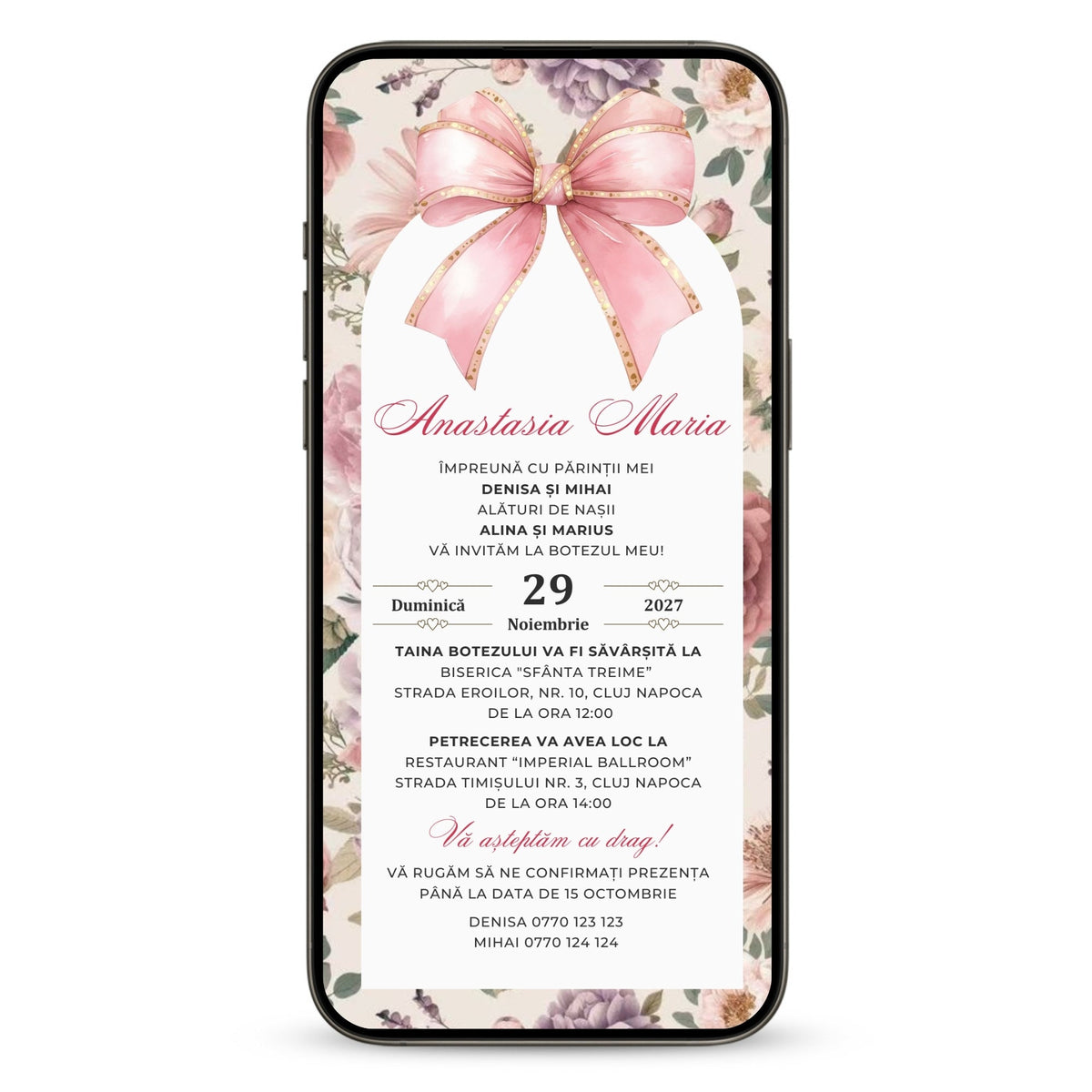 Invitatie Botez Azur, Format Digital-BalloonEvents.ro