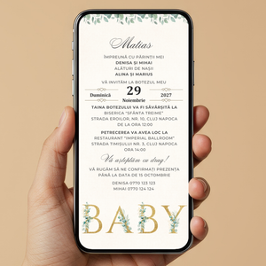 Invitatie Botez BABY, Format Digital-BalloonEvents.ro