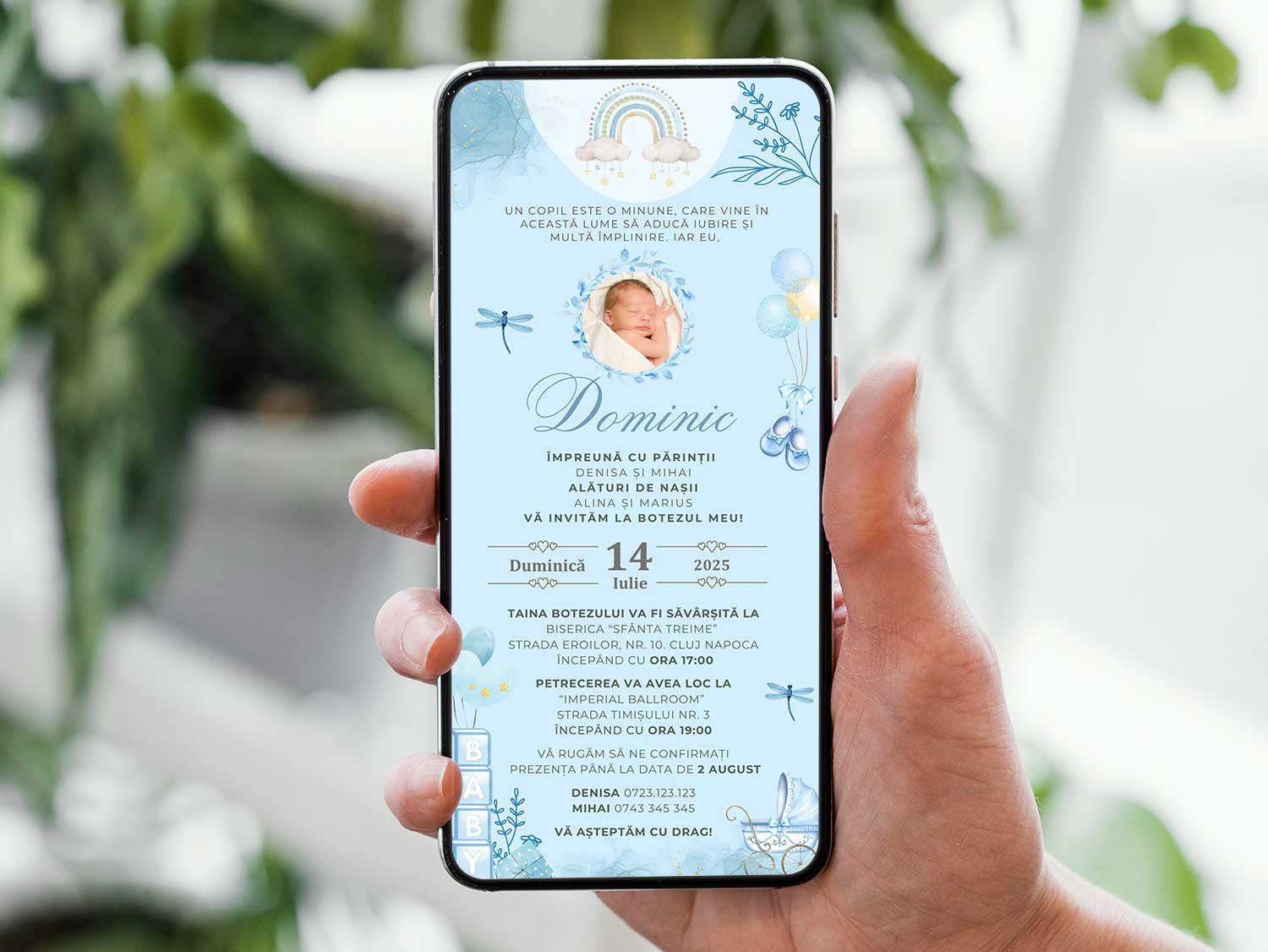 Invitatie Botez Baby Boy Royal, Format Digital