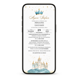 Invitatie Botez Baby Boy Royal, Format Digital