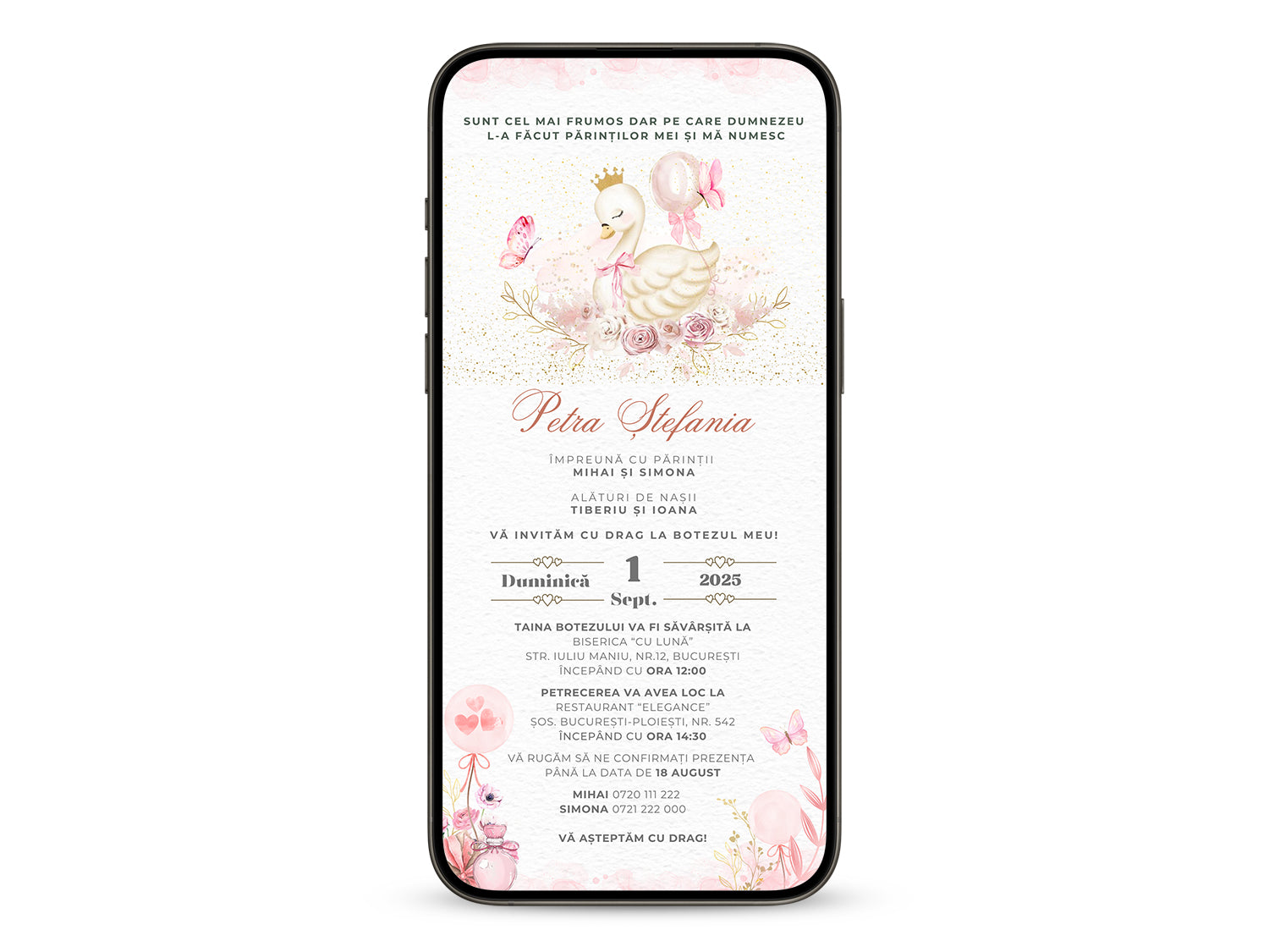 Invitatie Botez Baby, Format Digital