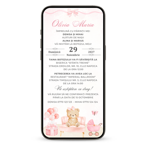 Invitatie Botez Baby Girl Room , Format Digital-BalloonEvents.ro