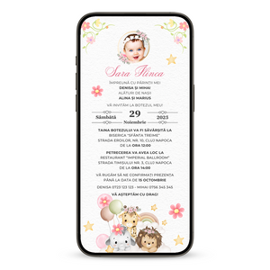 Invitatie Botez Baby Star, Format Digital-BalloonEvents.ro