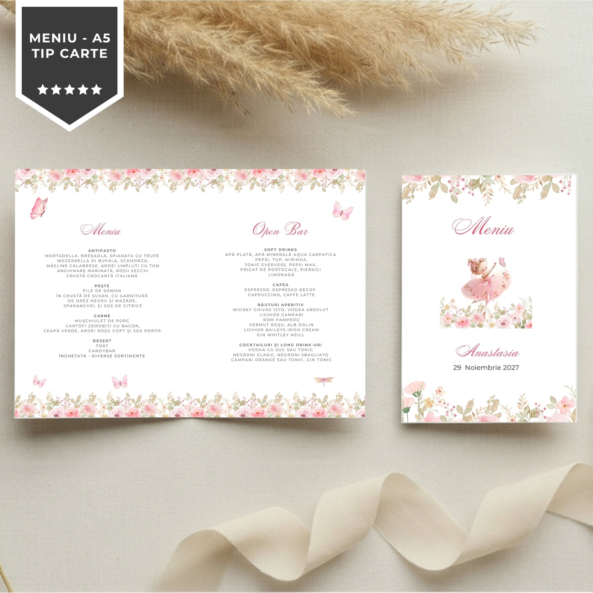 Invitatie Botez Balerina, Format Digital-BalloonEvents.ro