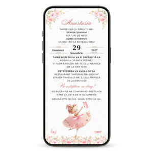 Invitatie Botez Balerina, Format Digital