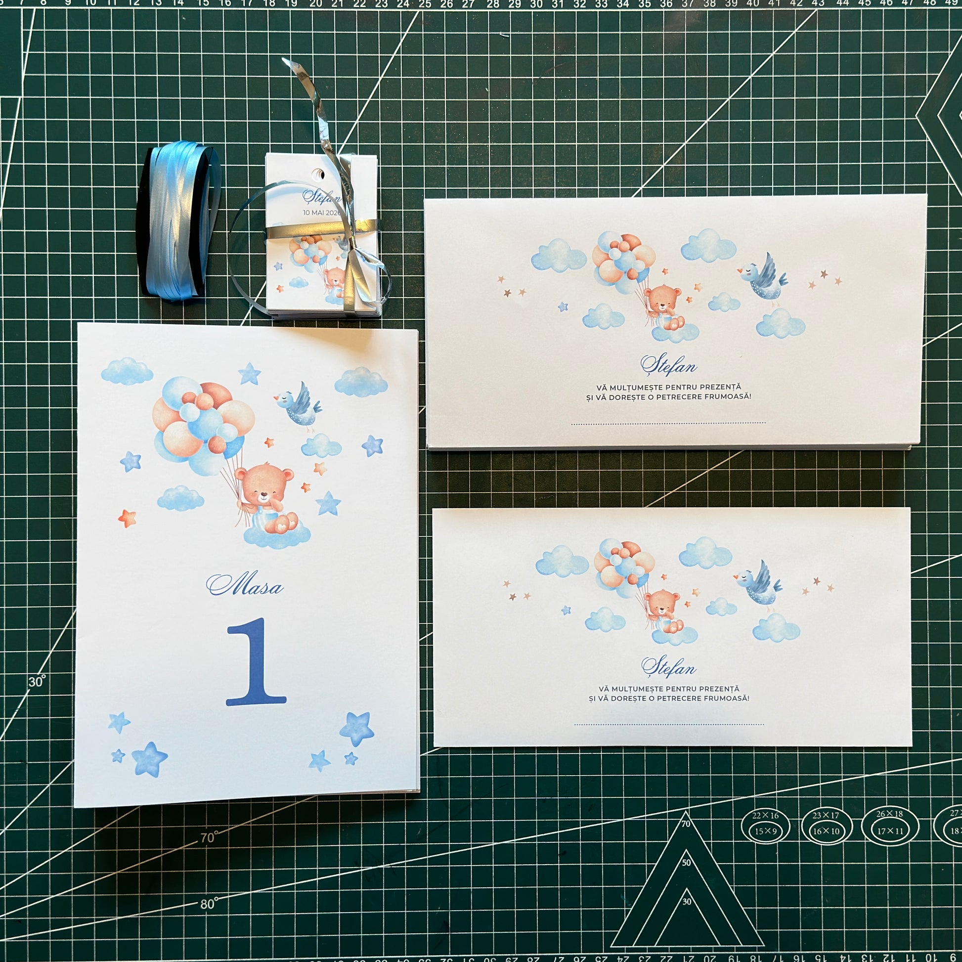 Invitatie Botez Balloon Bouquet Boy, Format Digital-BalloonEvents.ro