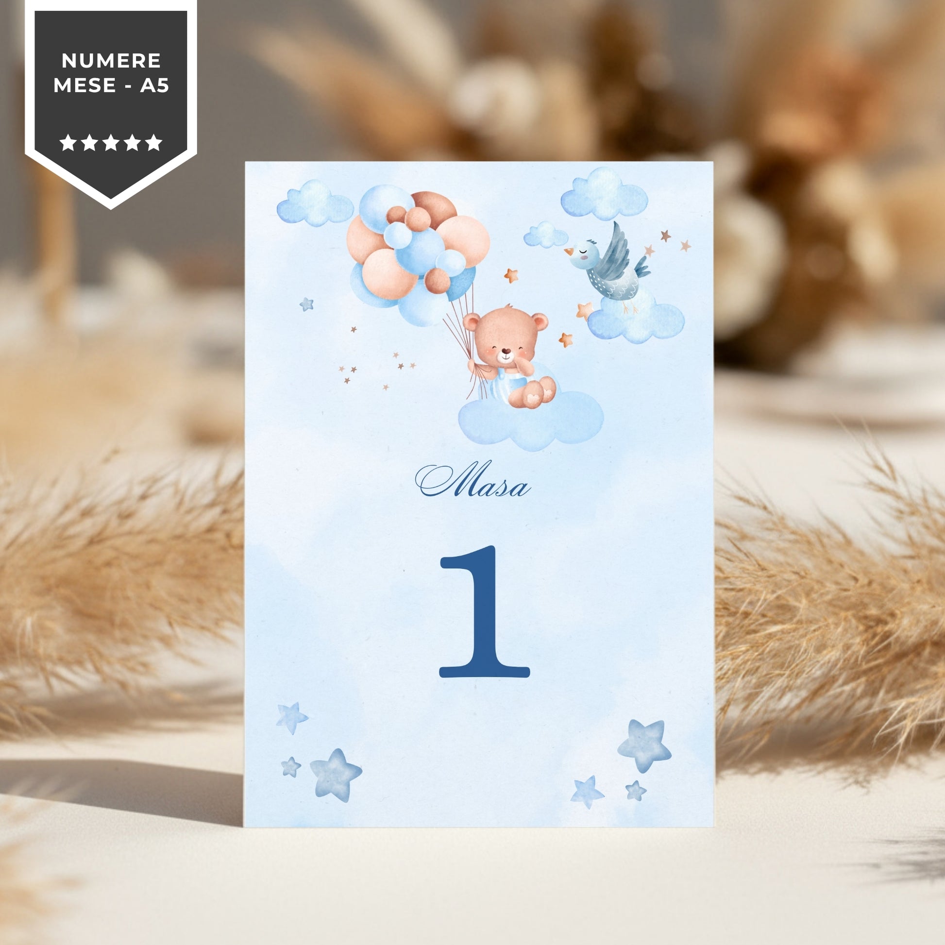 Invitatie Botez Balloon Bouquet Boy, Format Digital-BalloonEvents.ro