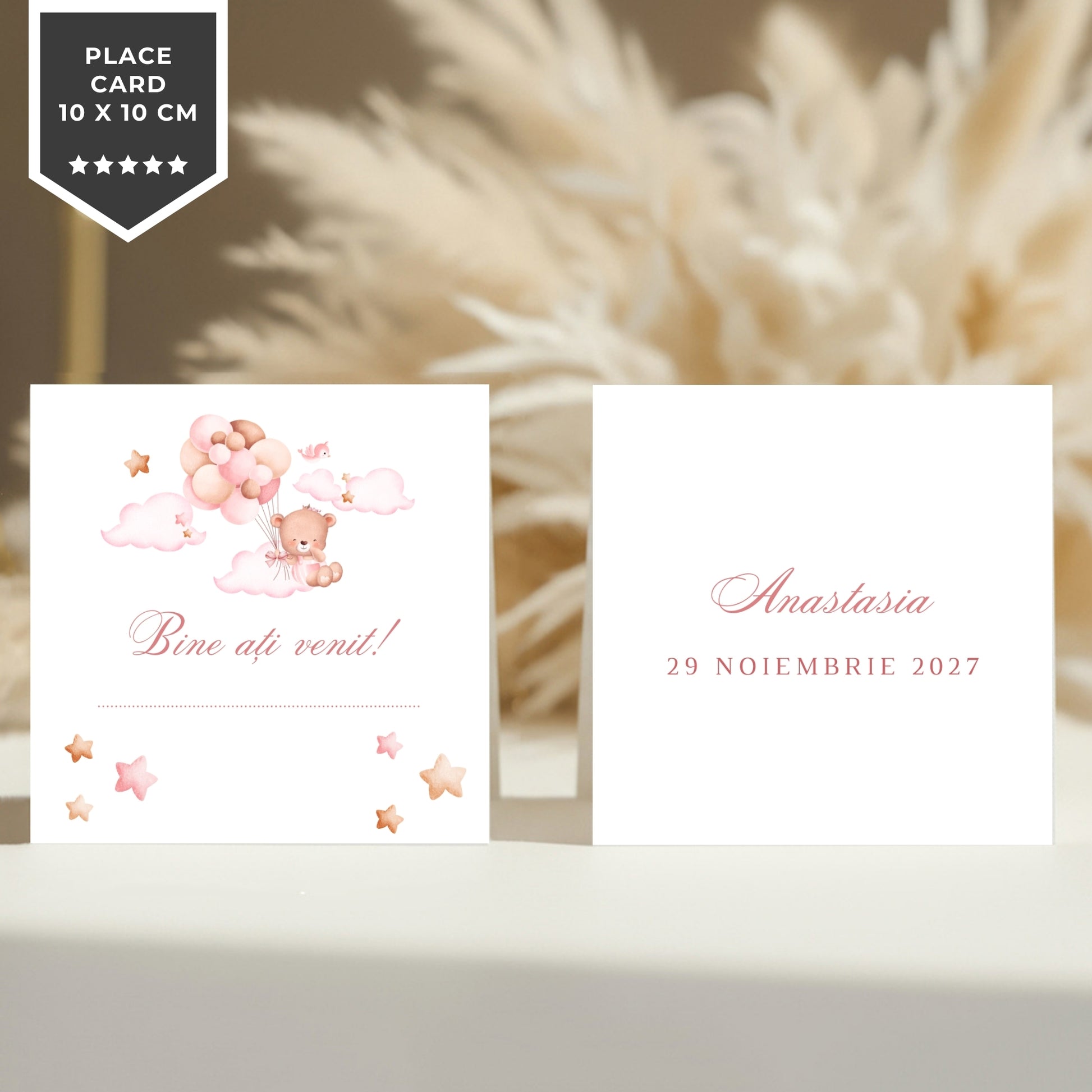 Invitatie Botez Balloon Bouquet Girl, Format Digital-BalloonEvents.ro