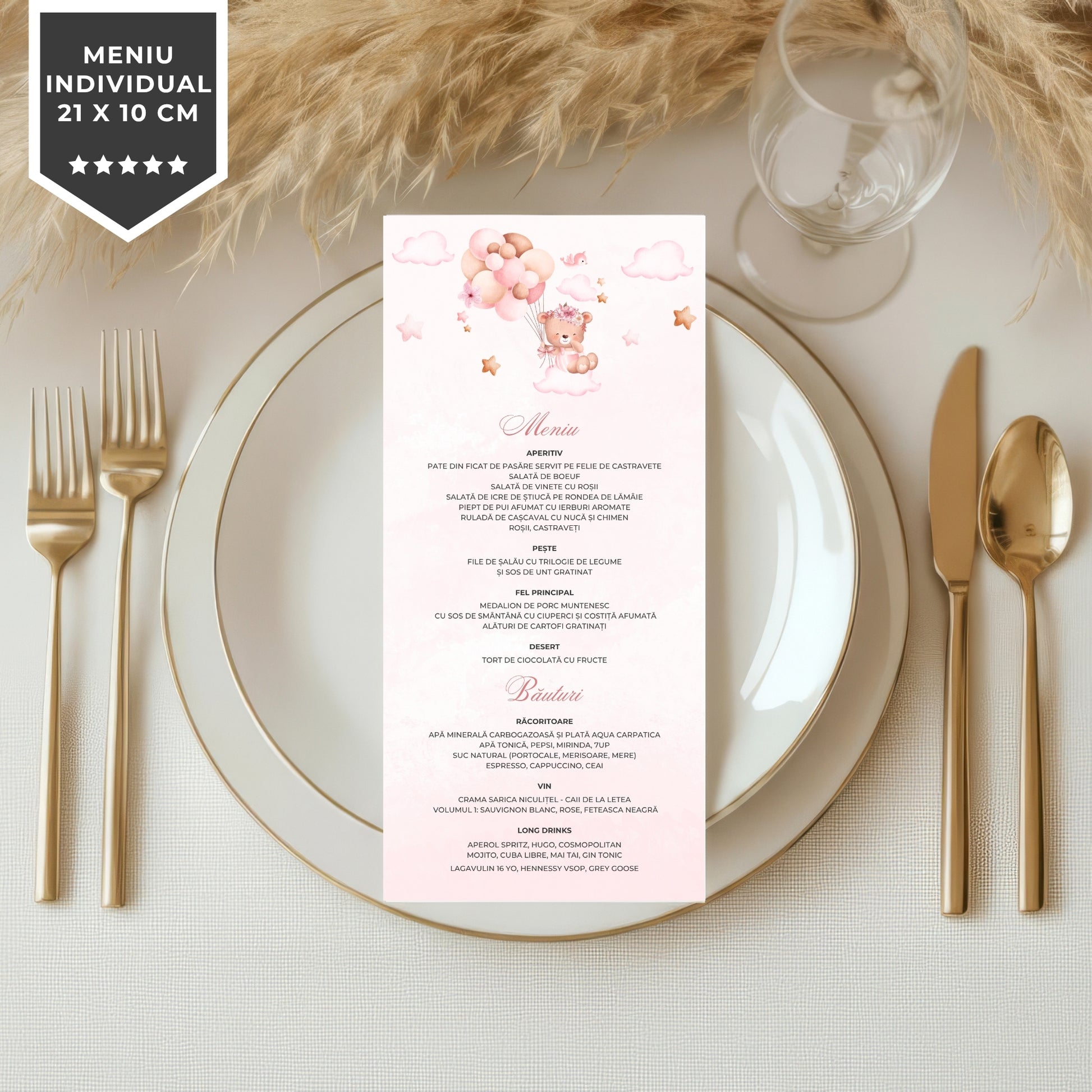 Invitatie Botez Balloon Bouquet Girl, Format Digital-BalloonEvents.ro