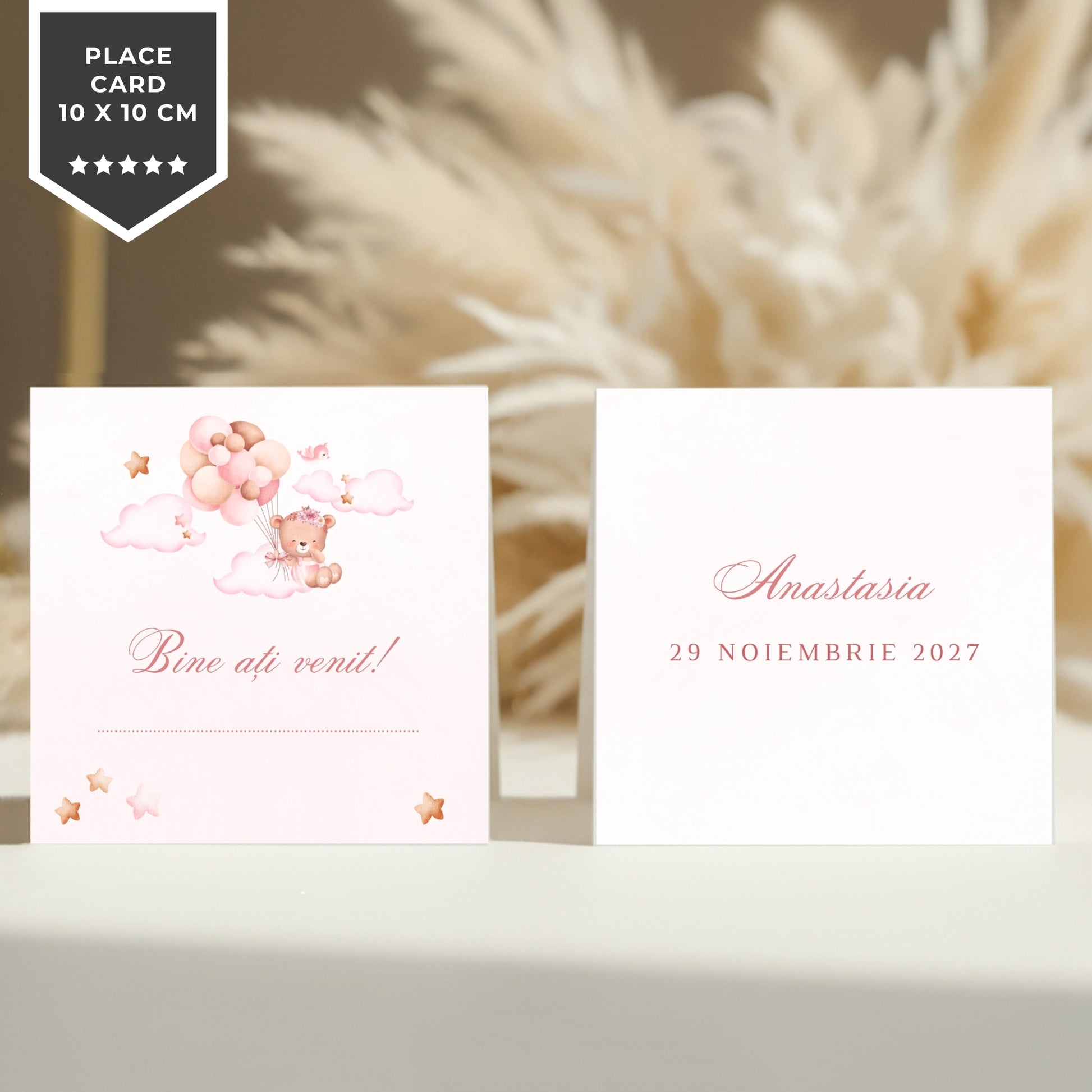 Invitatie Botez Balloon Bouquet Girl, Format Digital-BalloonEvents.ro