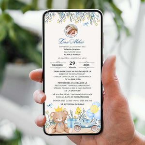 Invitatie Botez Balloon Celestial, Format Digital-BalloonEvents.ro