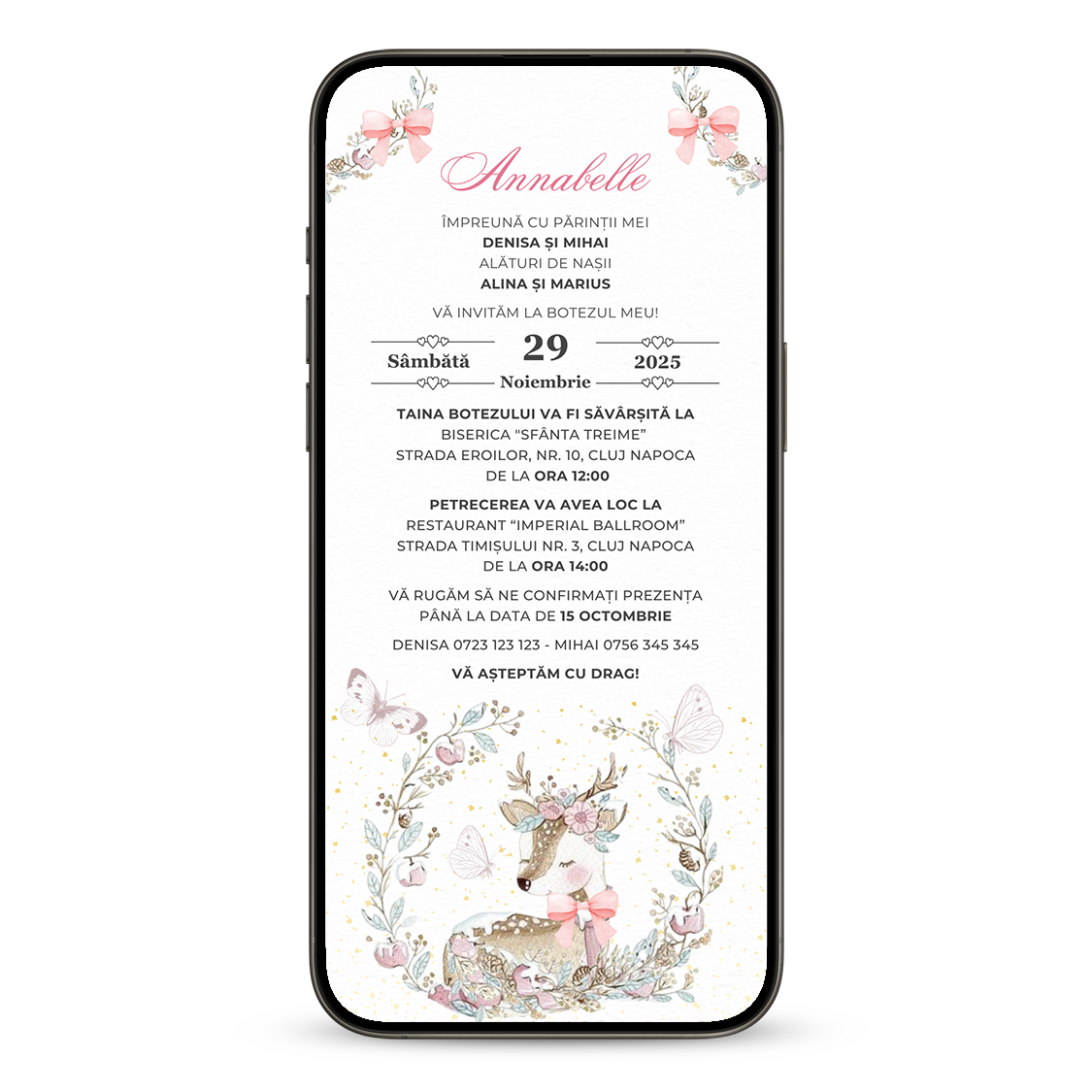 Invitatie Botez Bambi, Format Digital-BalloonEvents.ro