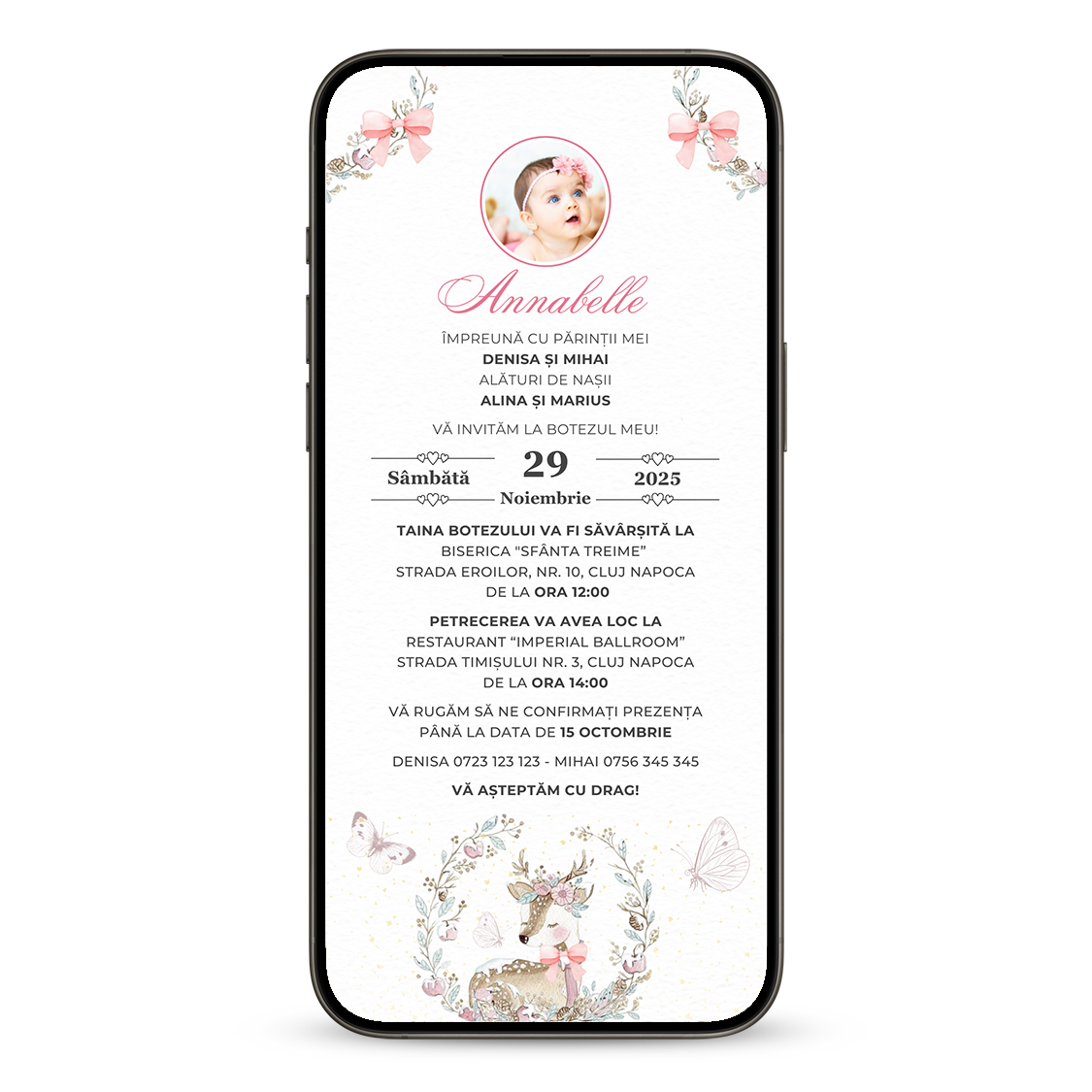 Invitatie Botez Bambi, Format Digital-BalloonEvents.ro