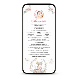 Invitatie Botez Bambi, Format Digital-BalloonEvents.ro