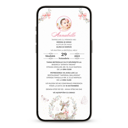 Invitatie Botez Bambi, Format Digital-BalloonEvents.ro