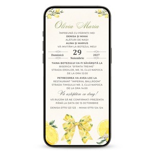 Invitatie Botez Beautiful Lemon, Format Digital-BalloonEvents.ro