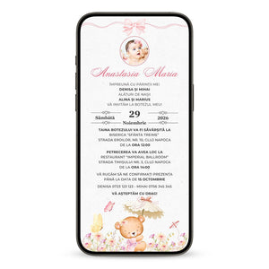 Invitatie Botez Beautiful Life, Format Digital-BalloonEvents.ro