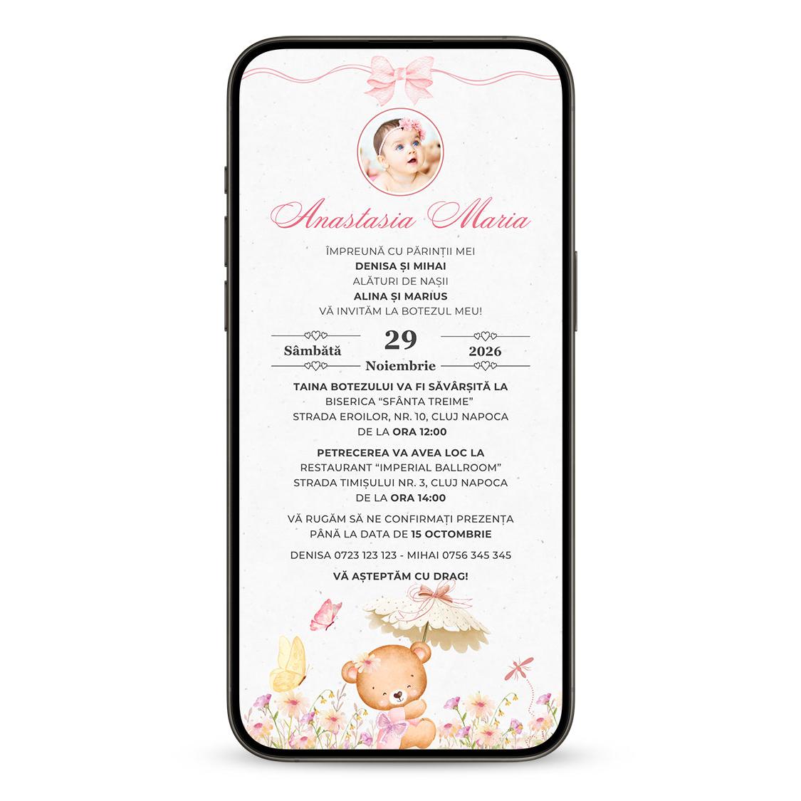 Invitatie Botez Beautiful Life, Format Digital-BalloonEvents.ro