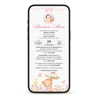 Invitatie Botez Beautiful Life, Format Digital-BalloonEvents.ro