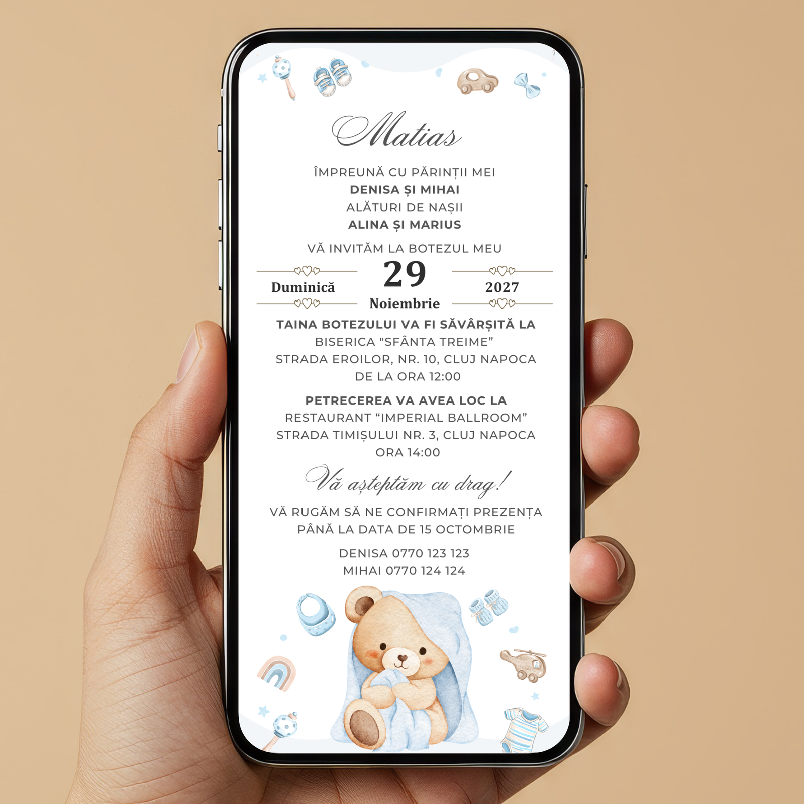 Invitatie Botez Bed Time, Format Digital-BalloonEvents.ro