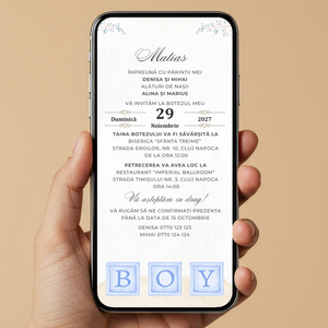 Invitatie Botez Blue Baby Boy, Format Digital-BalloonEvents.ro