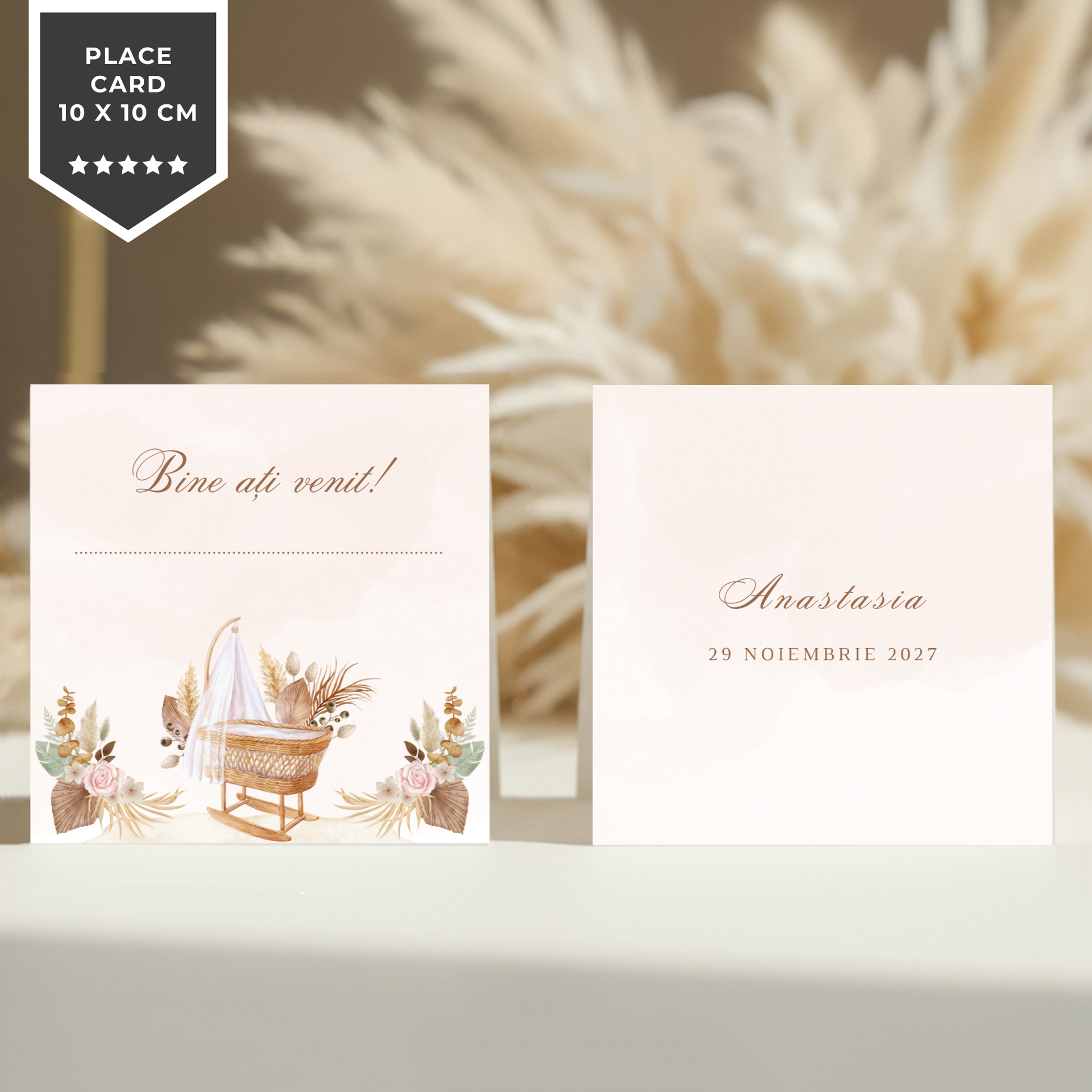 Invitatie Botez Boho, Format Digital-BalloonEvents.ro