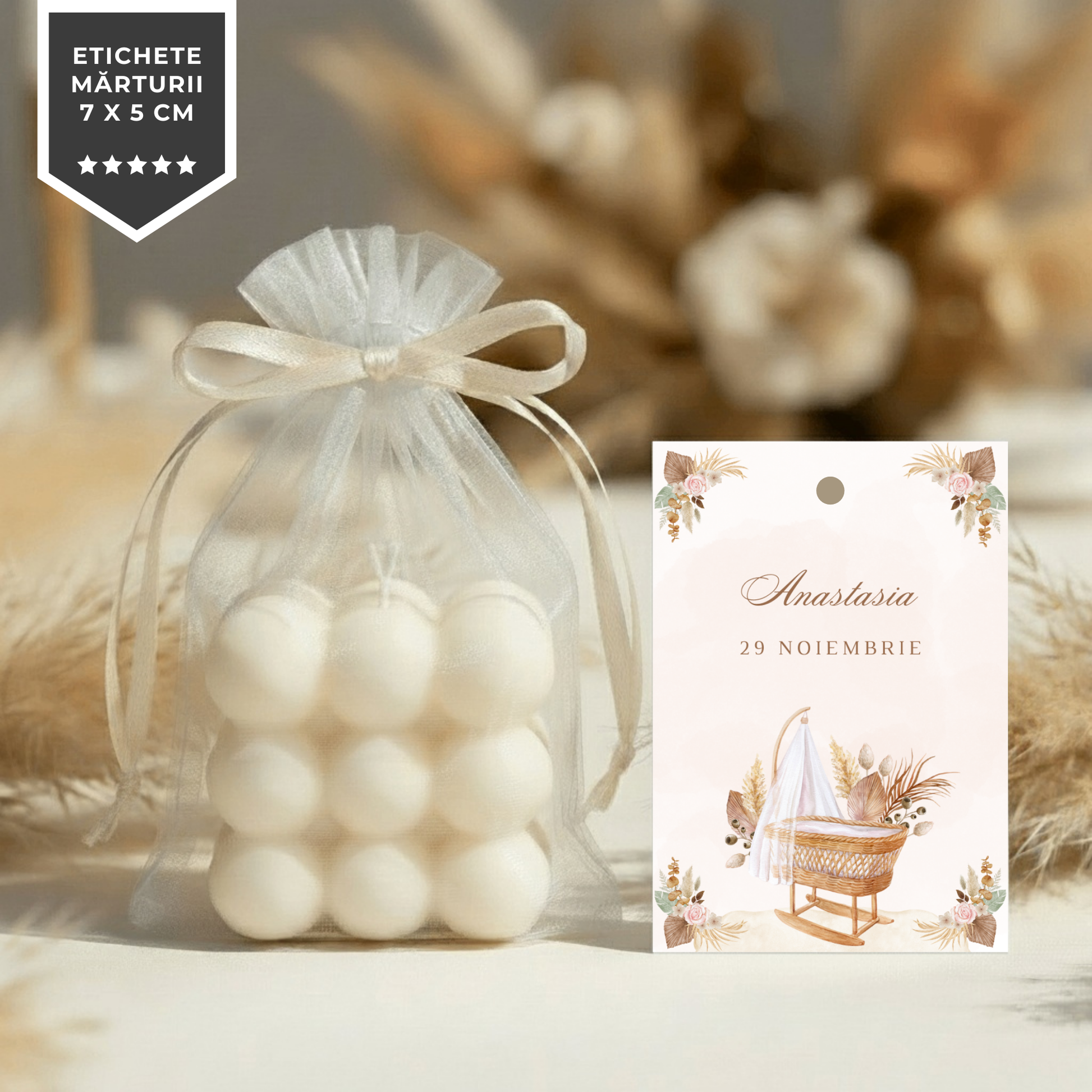 Invitatie Botez Boho, Format Digital-BalloonEvents.ro