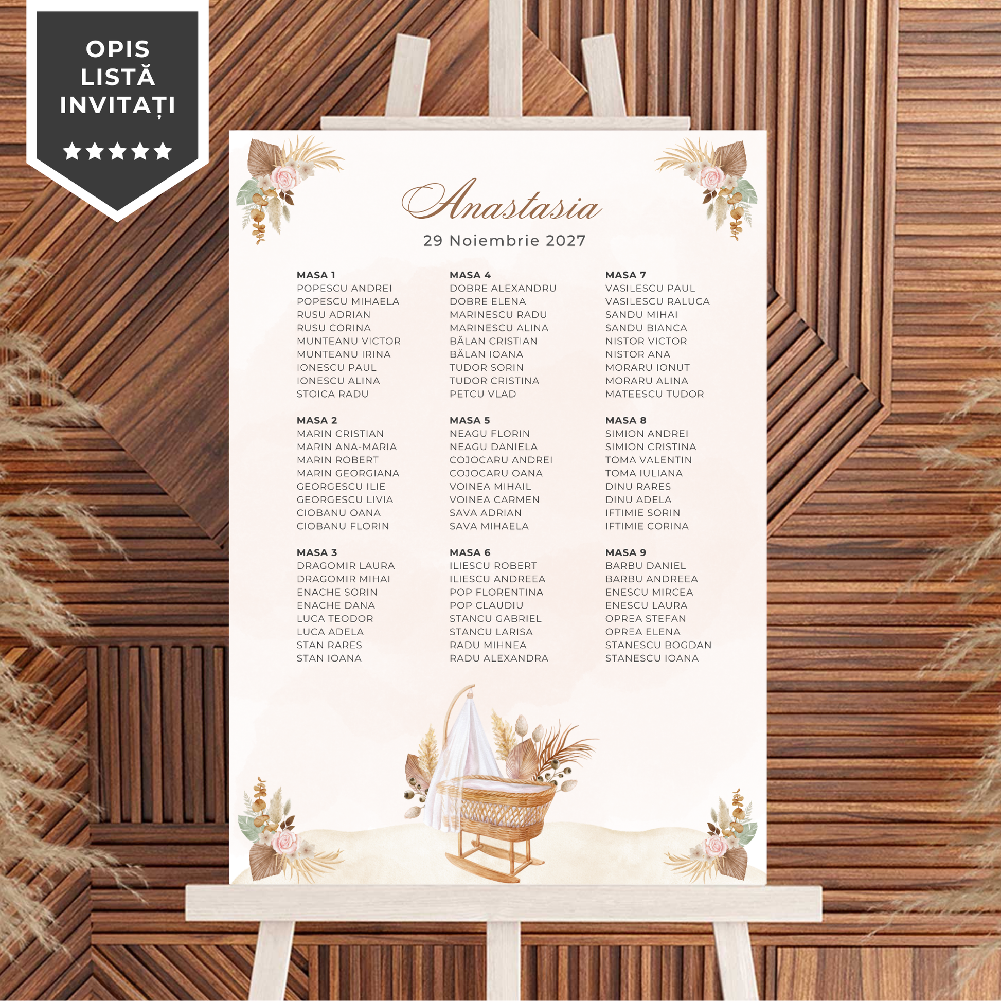 Invitatie Botez Boho, Format Digital-BalloonEvents.ro