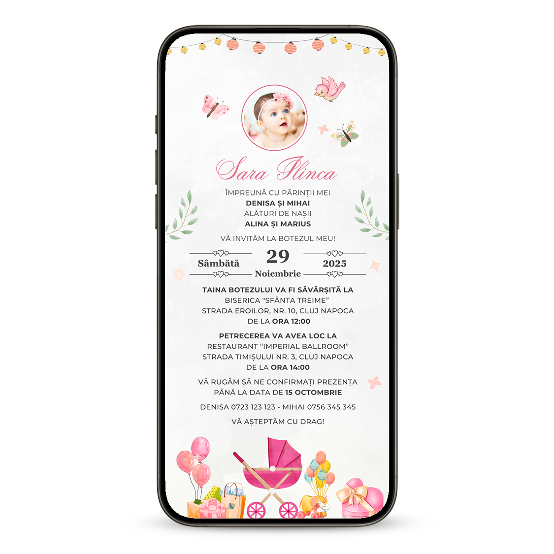 Invitatie Botez Cadouri, Format Digital-BalloonEvents.ro