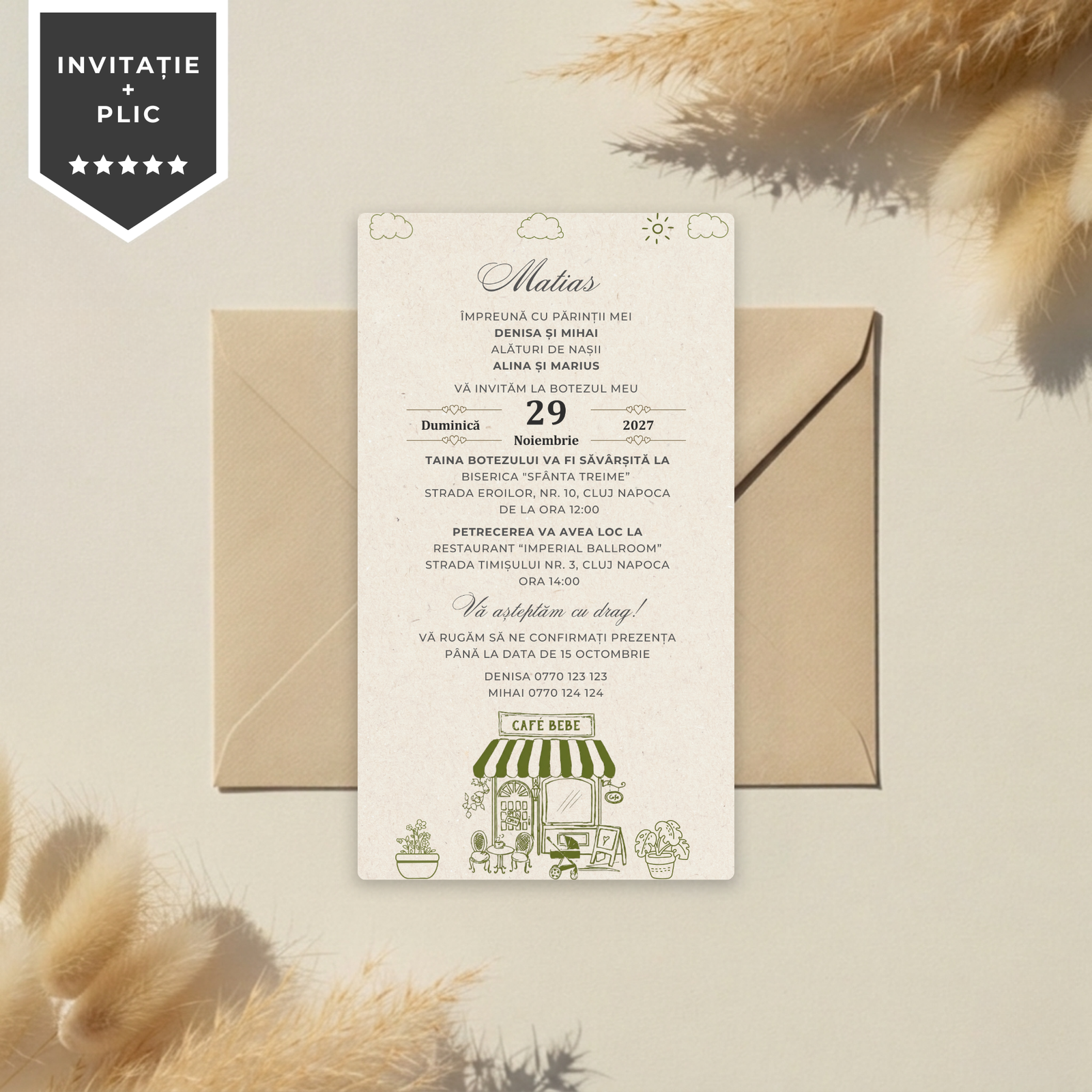 Invitatie Botez Cafe Bebe, Format Digital-BalloonEvents.ro