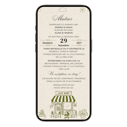 Invitatie Botez Cafe Bebe, Format Digital-BalloonEvents.ro