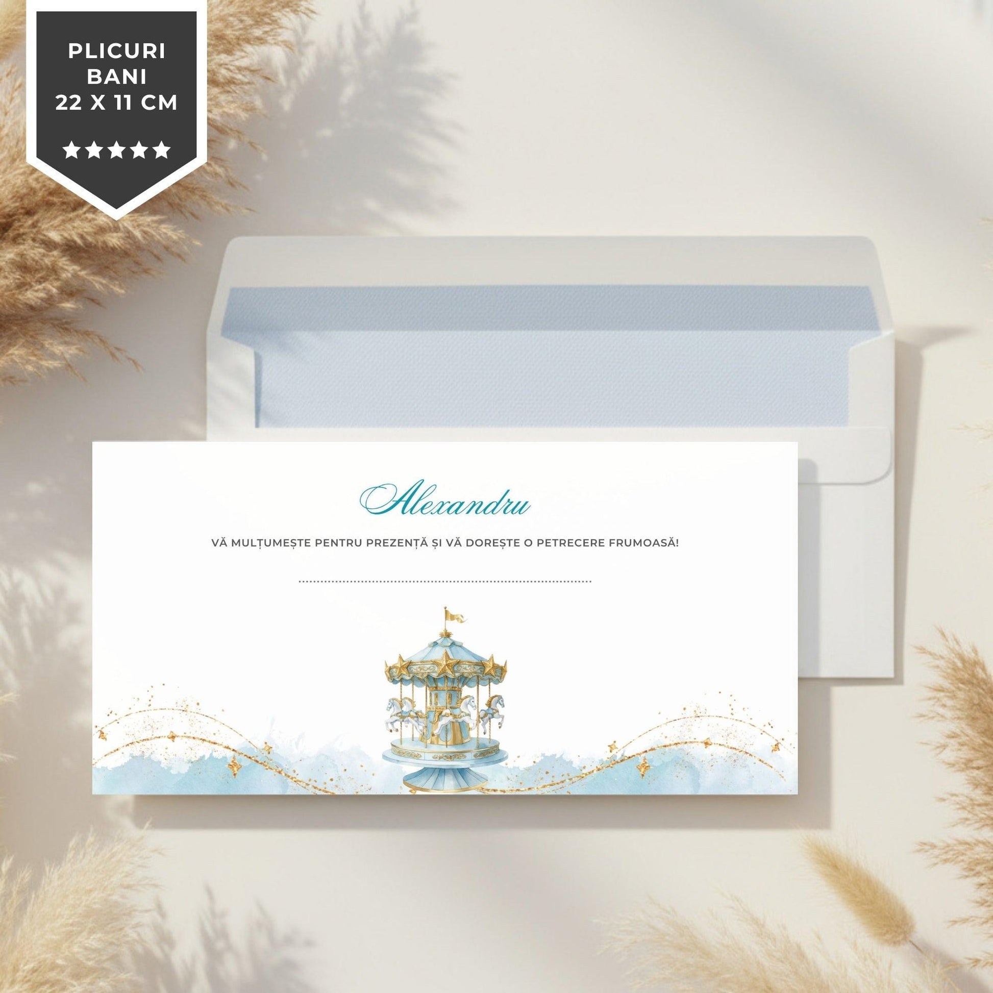 Invitatie Botez Carousel Boy, Format Digital-BalloonEvents.ro