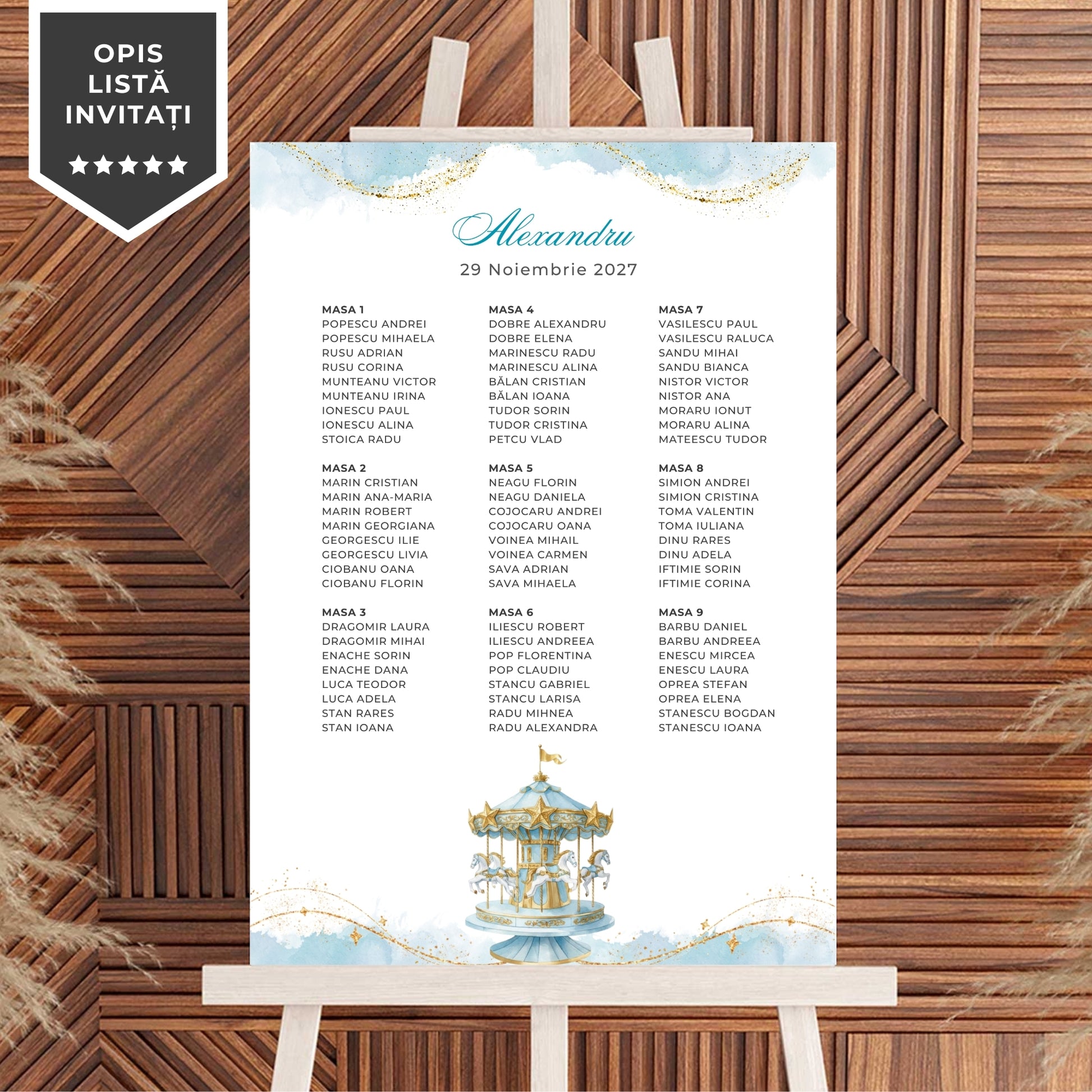 Invitatie Botez Carousel Boy, Format Digital-BalloonEvents.ro