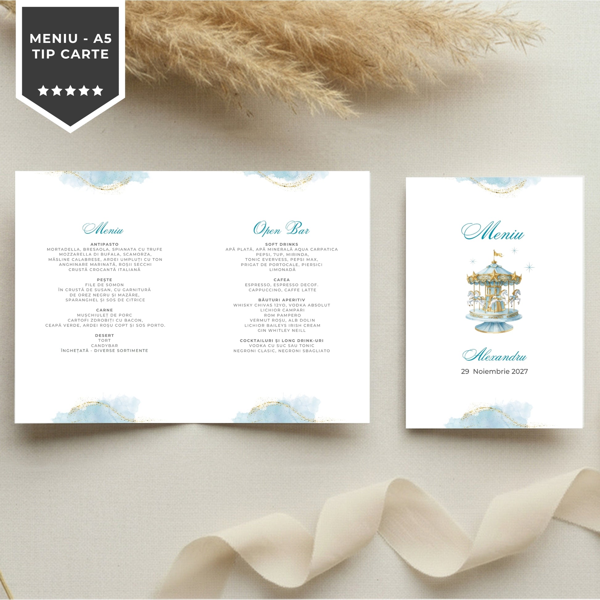 Invitatie Botez Carousel Boy, Format Digital-BalloonEvents.ro