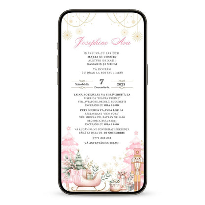 Invitatie Botez Christmas Baby, Format Digital-BalloonEvents.ro