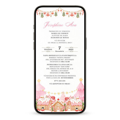 Invitatie Botez Christmas City, Format Digital-BalloonEvents.ro