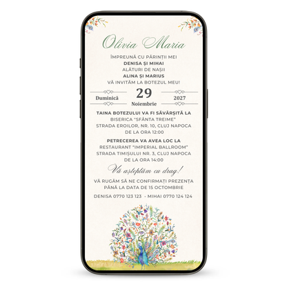 Invitatie Botez Color Harmony, Format Digital-BalloonEvents.ro