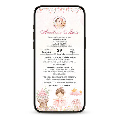 Invitatie Botez Dancing Baby, Format Digital-BalloonEvents.ro