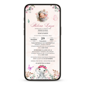 Invitatie Botez Elefantel, Format Digital-BalloonEvents.ro