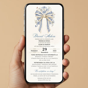 Invitatie Botez Elegant Baby Boy, Format Digital-BalloonEvents.ro
