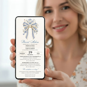 Invitatie Botez Elegant Baby Boy, Format Digital