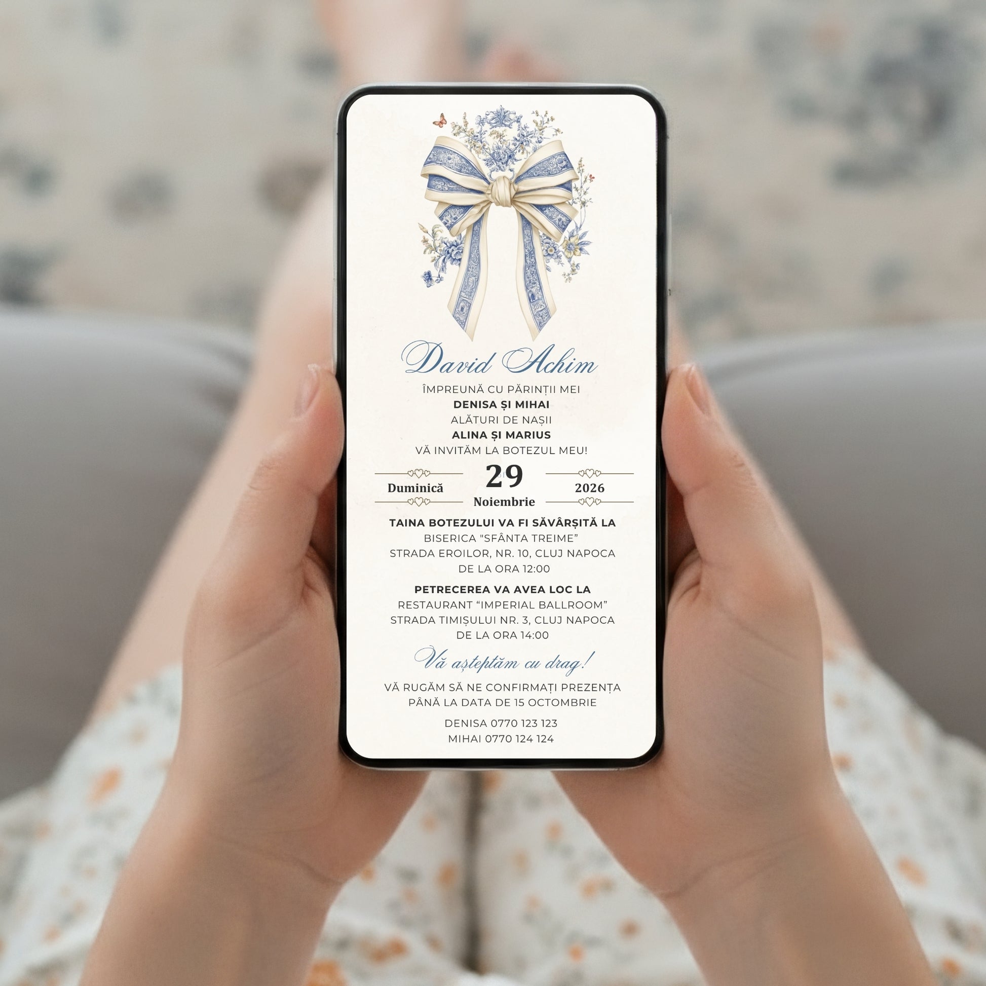 Invitatie Botez Elegant Baby Boy, Format Digital-BalloonEvents.ro