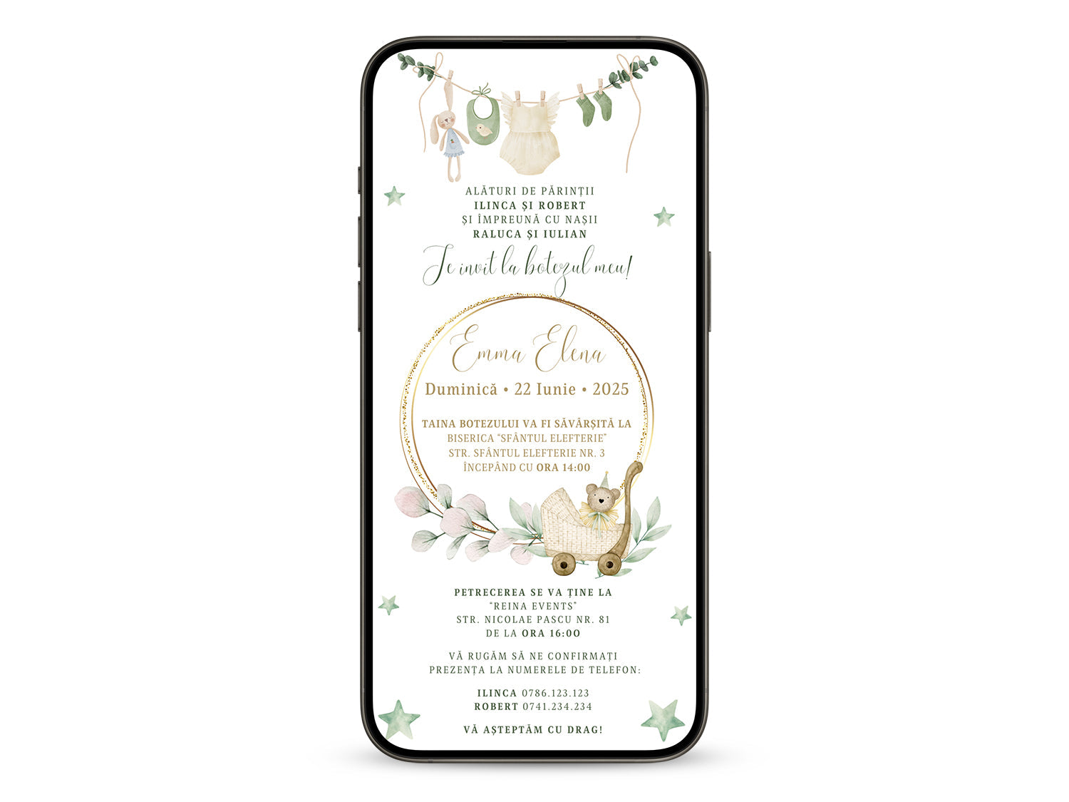 Invitatie Botez Ella, Format Digital